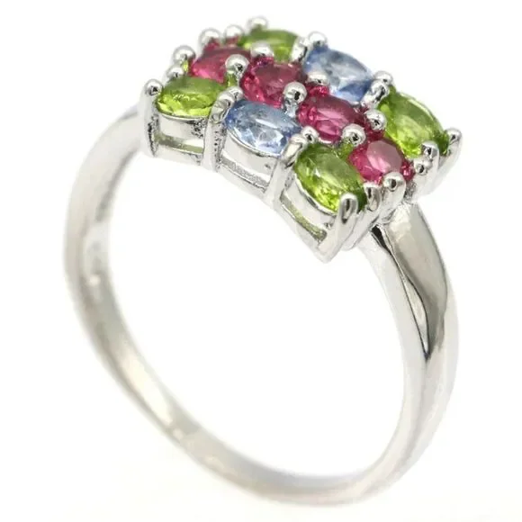 Peridot, Topaz & Tourmaline in a 925 SS Filled Ring (6) - Picture 3 of 10